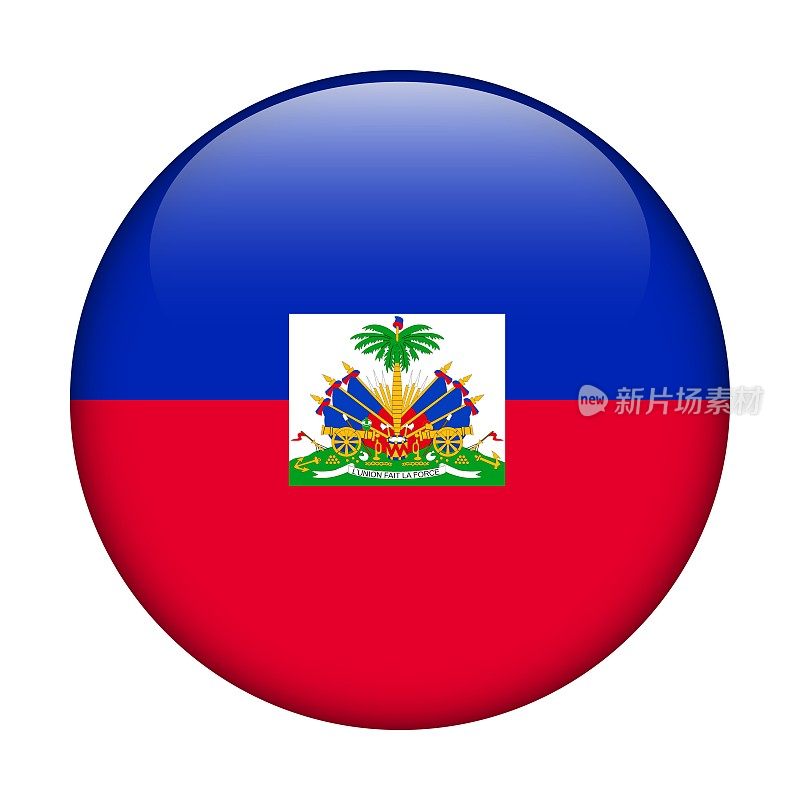 海地国旗。矢量图标。用于web, app, ui的玻璃按钮。光滑的旗帜。